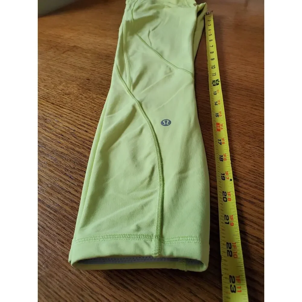 Lululemon‎ 2 Time To Sweat Leggings 23 Inch Lemon Yellow Luxtreme LW6AZHS
